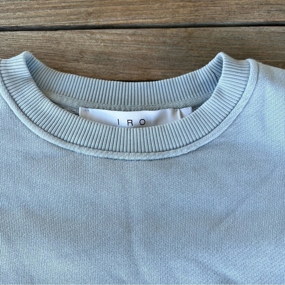 IRO Lusse Pleated Shoulder Sweatshirt Blue Ciel Crewneck Women’s XS Cozy GUC - Picture 5 of 11